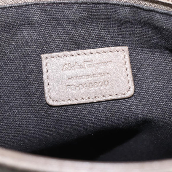 Salvatore Ferragamo Shoulder Bag Leather Beige Silver Auth 159986