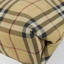 BURBERRY Nova Check Hand Bag PVC Beige Gold Auth 159987-9