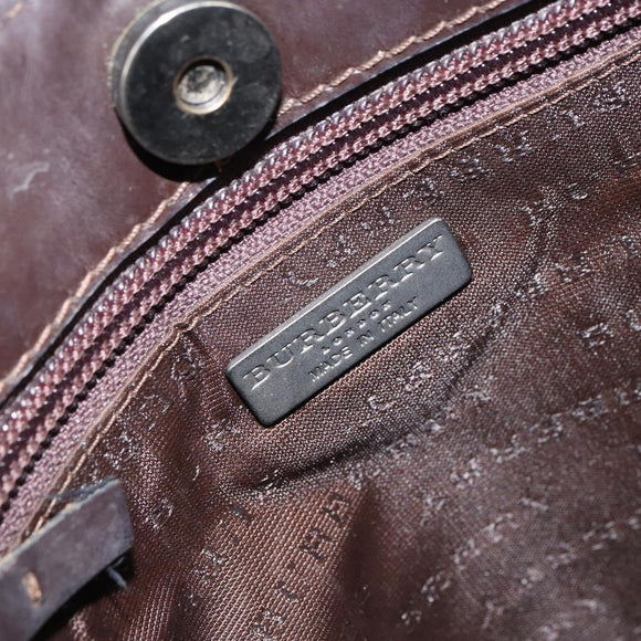 BURBERRY Nova Check Hand Bag PVC Beige Gold Auth 159987