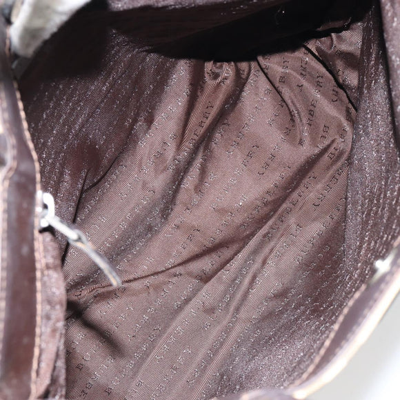 BURBERRY Nova Check Hand Bag PVC Beige Gold Auth 159987