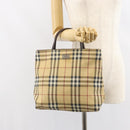 BURBERRY Nova Check Hand Bag PVC Beige Gold Auth 159987-21