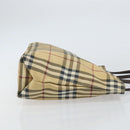 BURBERRY Nova Check Hand Bag PVC Beige Gold Auth 159987-3