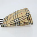 BURBERRY Nova Check Hand Bag PVC Beige Gold Auth 159987-4