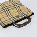 BURBERRY Nova Check Hand Bag PVC Beige Gold Auth 159987-6