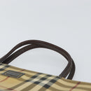 BURBERRY Nova Check Hand Bag PVC Beige Gold Auth 159987-8