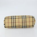 BURBERRY Nova Check Hand Bag PVC Beige Gold Auth 159987-5