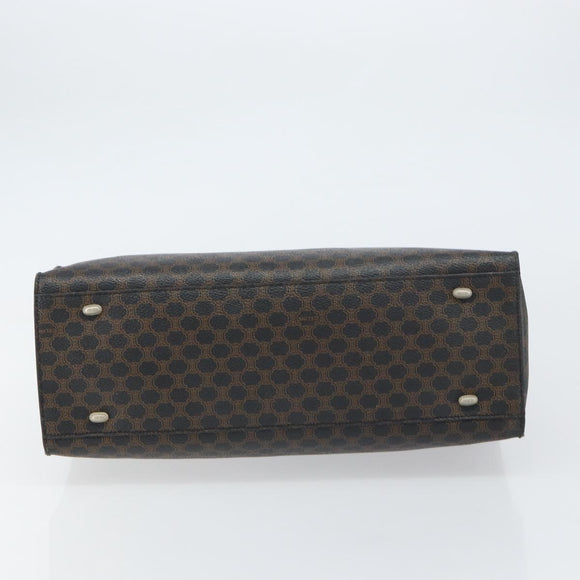 CELINE Macadam Canvas Hand Bag PVC Leather Brown Gold Auth 159988