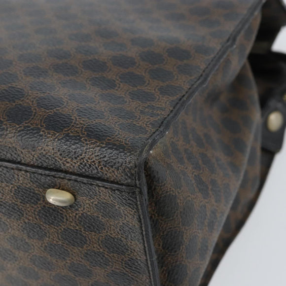 CELINE Macadam Canvas Hand Bag PVC Leather Brown Gold Auth 159988