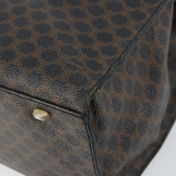 CELINE Macadam Canvas Hand Bag PVC Leather Brown Gold Auth 159988