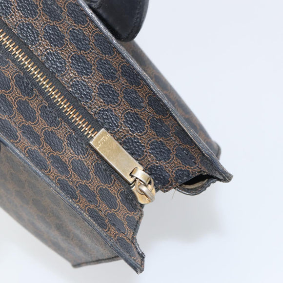 CELINE Macadam Canvas Hand Bag PVC Leather Brown Gold Auth 159988