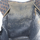 CELINE Macadam Canvas Hand Bag PVC Leather Brown Gold Auth 159988-20