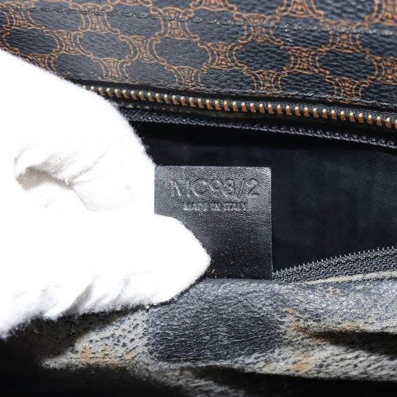 CELINE Macadam Canvas Hand Bag PVC Leather Brown Gold Auth 159988