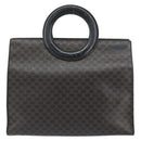 CELINE Macadam Canvas Hand Bag PVC Leather Brown Gold Auth 159988-13