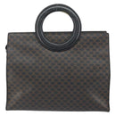 CELINE Macadam Canvas Hand Bag PVC Leather Brown Gold Auth 159988-2