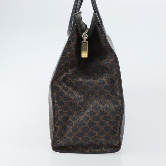 CELINE Macadam Canvas Hand Bag PVC Leather Brown Gold Auth 159988