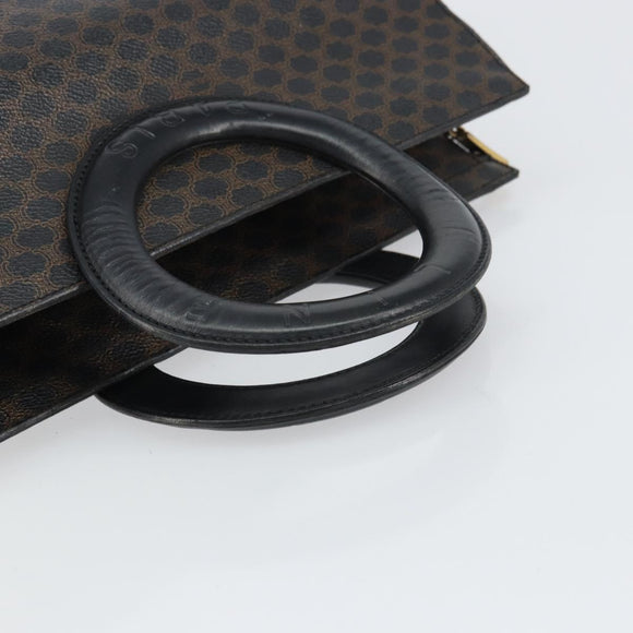 CELINE Macadam Canvas Hand Bag PVC Leather Brown Gold Auth 159988