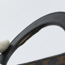 CELINE Macadam Canvas Hand Bag PVC Leather Brown Gold Auth 159988-9