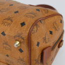 MCM Vicetos Logogram Hand Bag PVC Leather Brown Gold Auth 159989-9