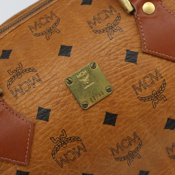 MCM Vicetos Logogram Hand Bag PVC Leather Brown Gold Auth 159989