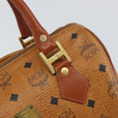 MCM Vicetos Logogram Hand Bag PVC Leather Brown Gold Auth 159989-10