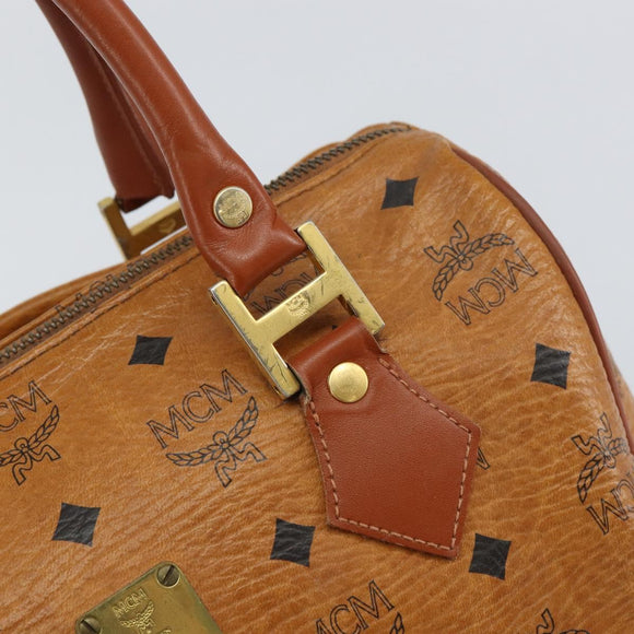 MCM Vicetos Logogram Hand Bag PVC Leather Brown Gold Auth 159989