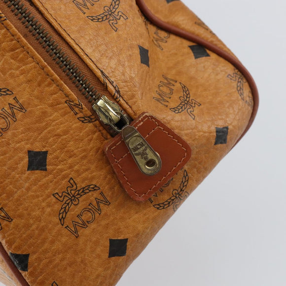 MCM Vicetos Logogram Hand Bag PVC Leather Brown Gold Auth 159989