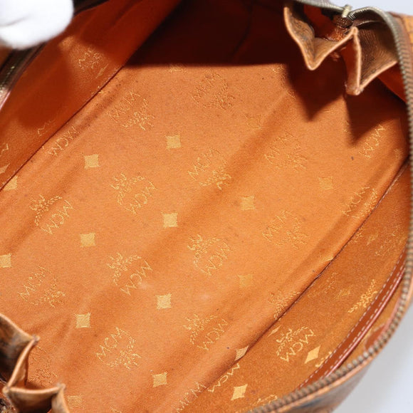 MCM Vicetos Logogram Hand Bag PVC Leather Brown Gold Auth 159989