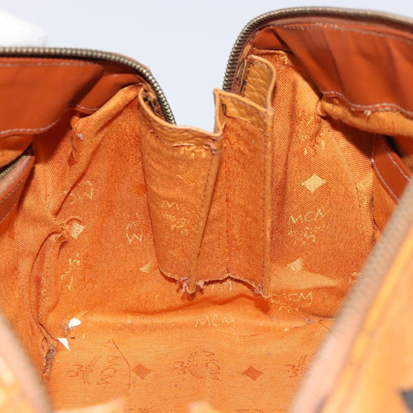 MCM Vicetos Logogram Hand Bag PVC Leather Brown Gold Auth 159989
