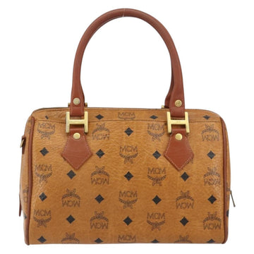 MCM Vicetos Logogram Hand Bag PVC Leather Brown Gold Auth 159989 - 0