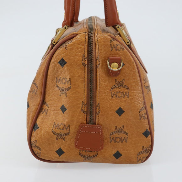 MCM Vicetos Logogram Hand Bag PVC Leather Brown Gold Auth 159989