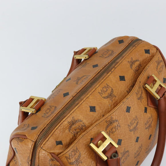 MCM Vicetos Logogram Hand Bag PVC Leather Brown Gold Auth 159989