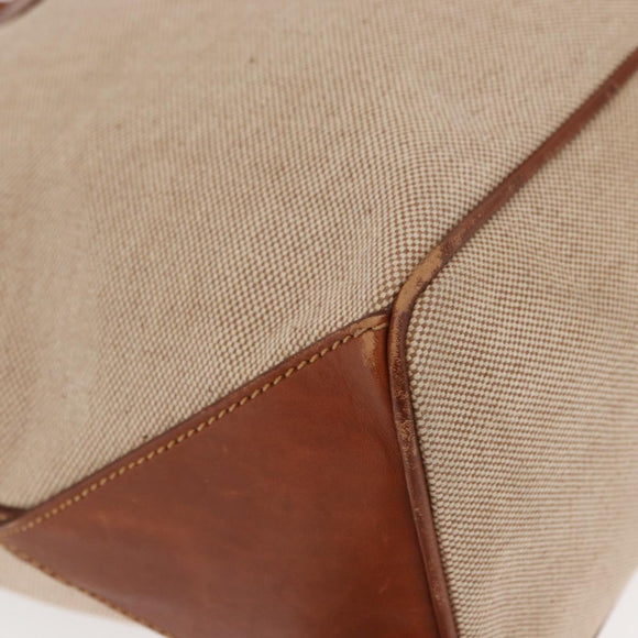 FENDI Tote Bag Canvas Beige Gold Auth 159993