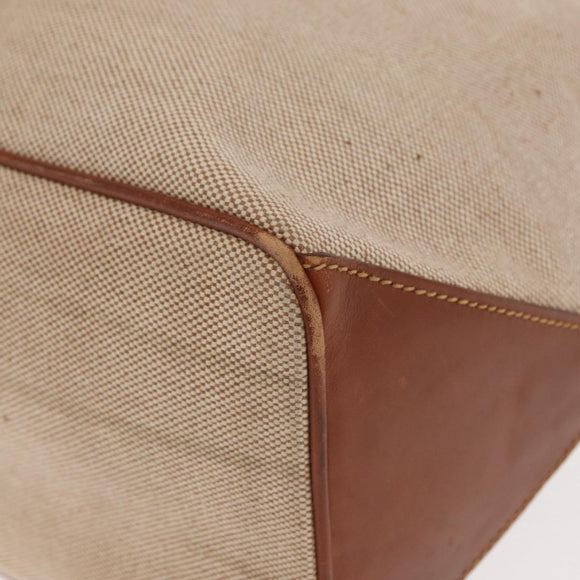 FENDI Tote Bag Canvas Beige Gold Auth 159993