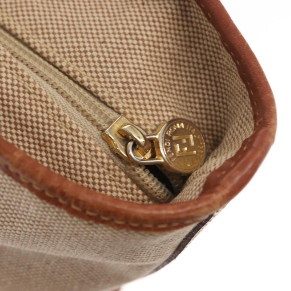 FENDI Tote Bag Canvas Beige Gold Auth 159993