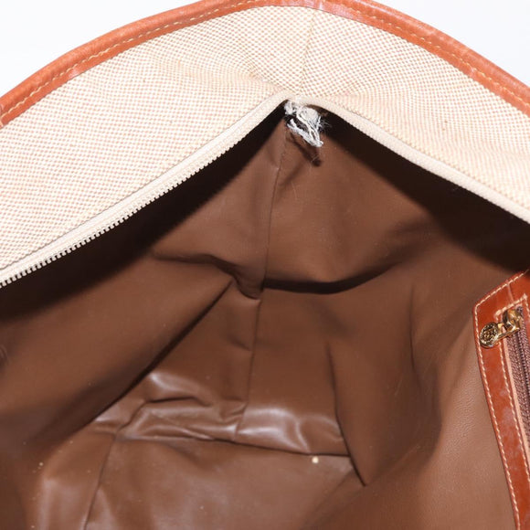 FENDI Tote Bag Canvas Beige Gold Auth 159993