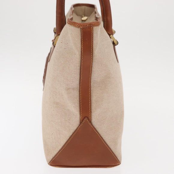 FENDI Tote Bag Canvas Beige Gold Auth 159993