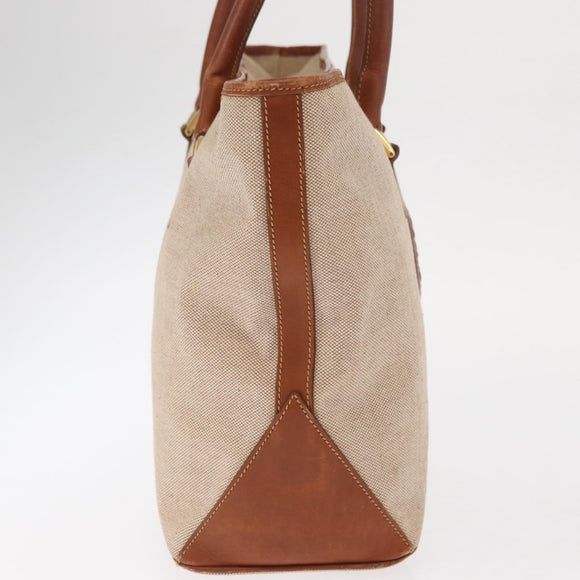 FENDI Tote Bag Canvas Beige Gold Auth 159993