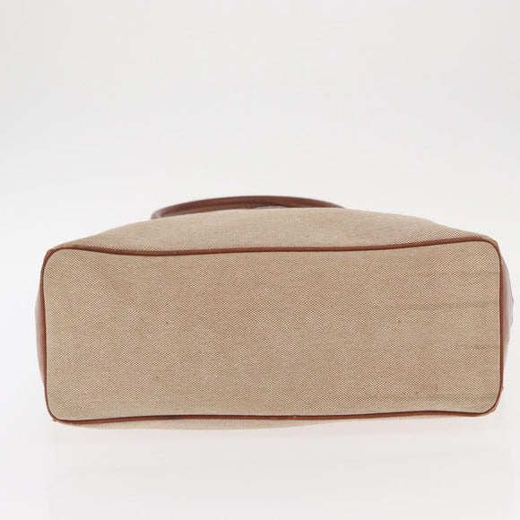 FENDI Tote Bag Canvas Beige Gold Auth 159993