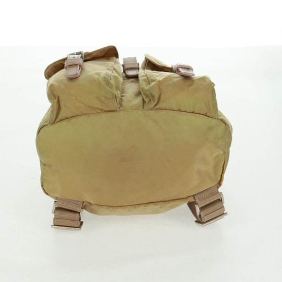 PRADA Backpack Nylon Beige Silver Auth 159998