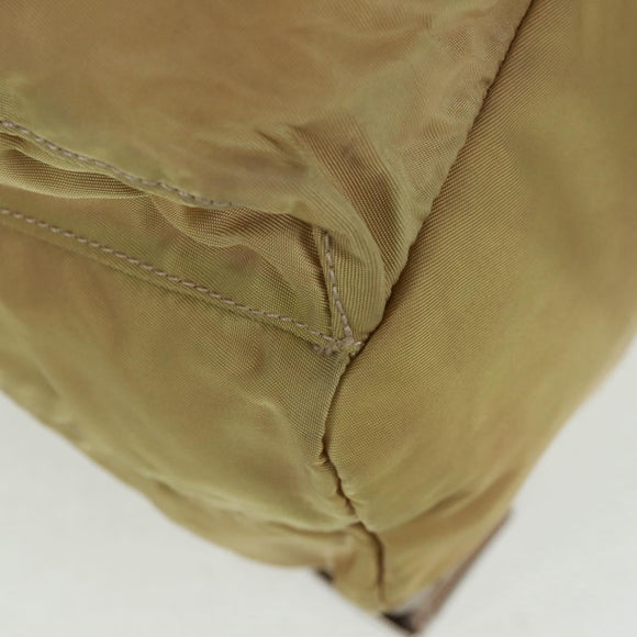 PRADA Backpack Nylon Beige Silver Auth 159998