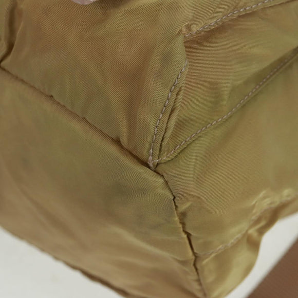 PRADA Backpack Nylon Beige Silver Auth 159998