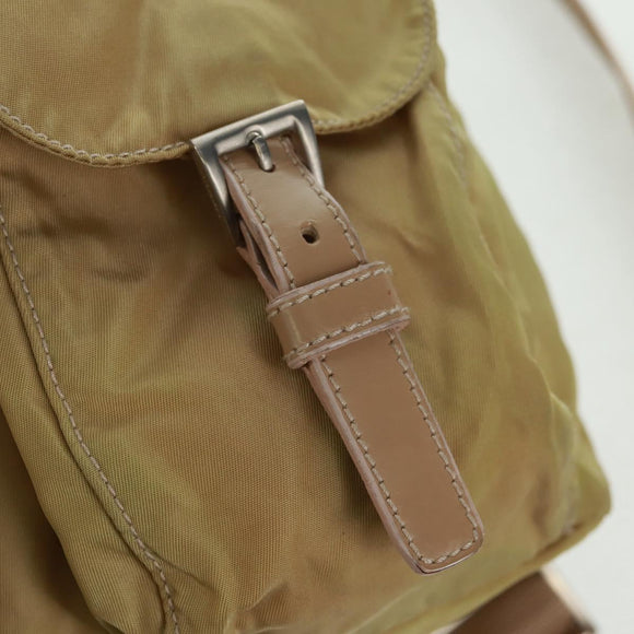 PRADA Backpack Nylon Beige Silver Auth 159998