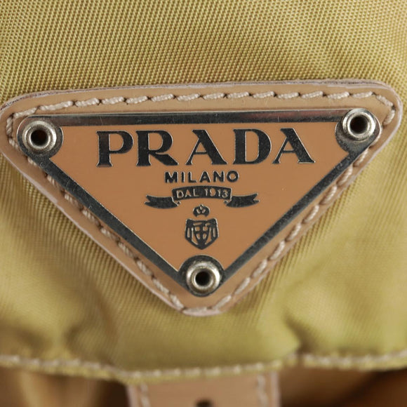 PRADA Backpack Nylon Beige Silver Auth 159998