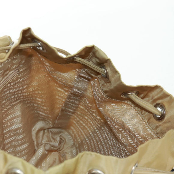 PRADA Backpack Nylon Beige Silver Auth 159998