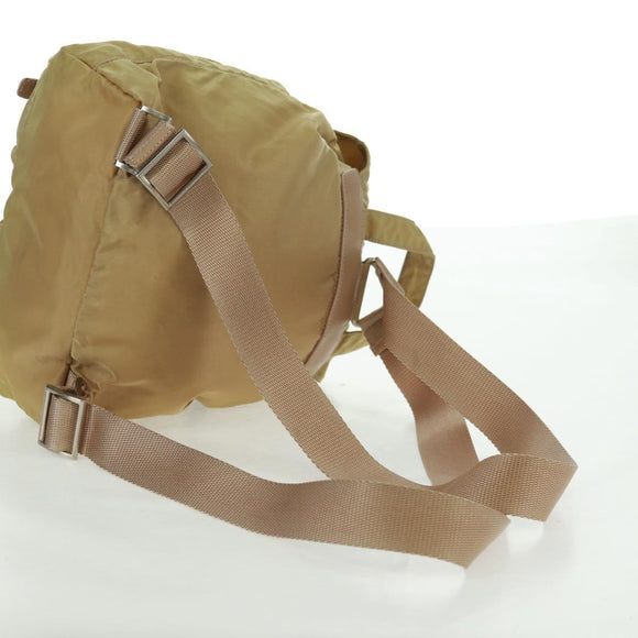 PRADA Backpack Nylon Beige Silver Auth 159998