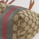 GUCCI GG Canvas Sherry Line Tote Bag Beige Gold 211971 Auth 160002-9