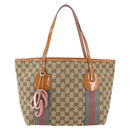 GUCCI GG Canvas Sherry Line Tote Bag Beige Gold 211971 Auth 160002-13