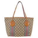 GUCCI GG Canvas Sherry Line Tote Bag Beige Gold 211971 Auth 160002-2