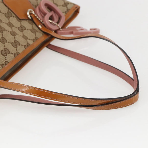 GUCCI GG Canvas Sherry Line Tote Bag Beige Gold 211971 Auth 160002