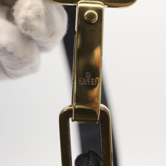 GUCCI GG Canvas Shoulder Bag Black Gold 91761 Auth 160003